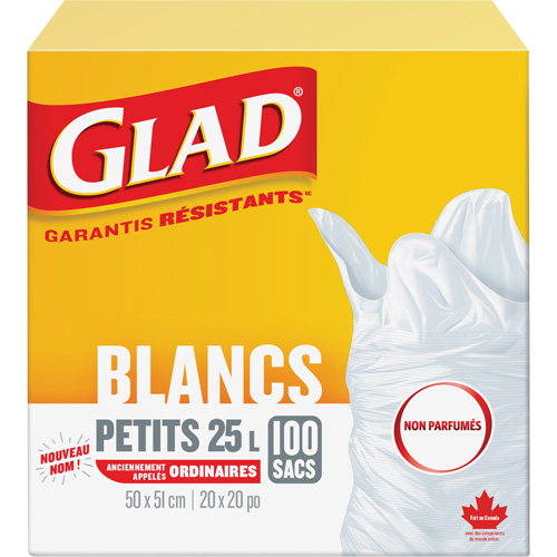 Small 25L Unscented Garbage Bags, Regular, 20" W x 20" L, White Air Extreme Inc.