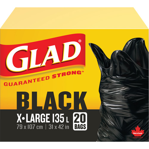 135L Garbage Bags, Regular, 31" W x 42" L, Black Air Extreme Inc.