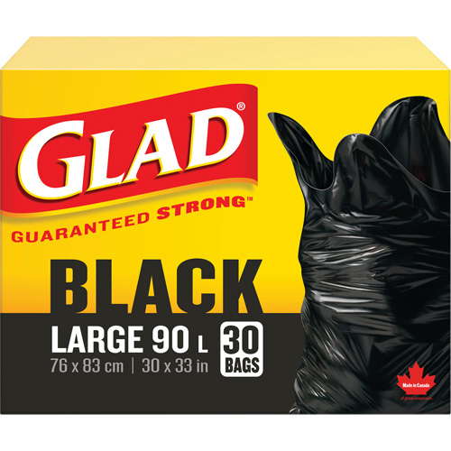 90L Garbage Bags, Regular, 30" W x 33" L, Black Air Extreme Inc.