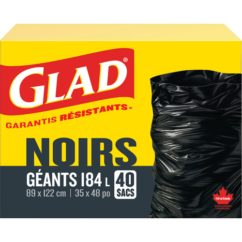 Sacs &agrave; ordures 184 L, R&eacute;gulier, 35" la x 48" lo, Noir Air Extreme Inc.