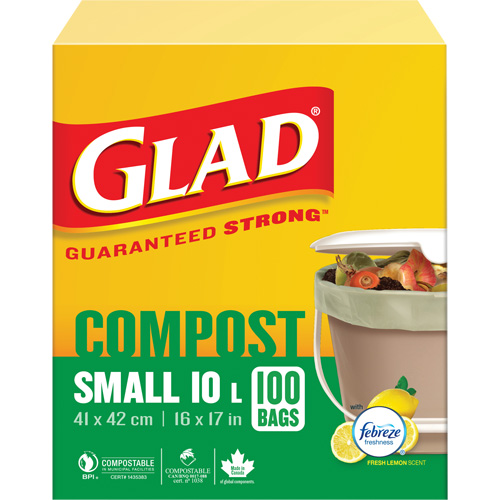 Small Compostable Bags, Regular, 17" L x 16" W, Brown, 10 L (3 Gal.) Capacity Air Extreme Inc.