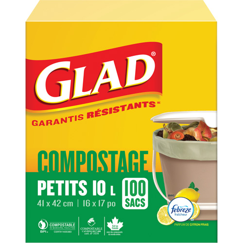 Small Compostable Bags, Regular, 17" L x 16" W, Brown, 10 L (3 Gal.) Capacity Air Extreme Inc.