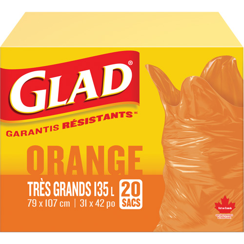 Sacs &agrave; ordures 135 L, R&eacute;gulier, 31" la x 42" lo, Orange Air Extreme Inc.