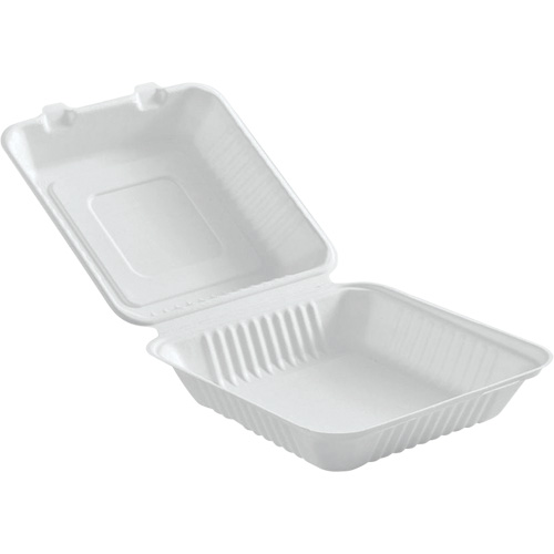 Compostable Hinged Food Containers, Bagasse, Square Air Extreme Inc.
