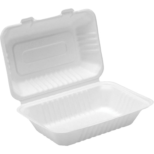 Compostable Hinged Food Containers, Bagasse, Rectangular Air Extreme Inc.
