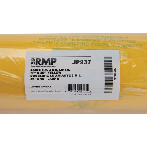 Hazardous Waste Liners, Asbestos, 40" L x 26" W, 3 mils Air Extreme Inc.