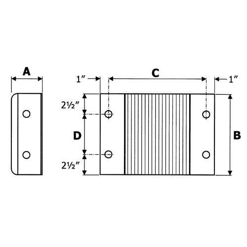 Laminated Dock Bumpers, Horizontal, Rubber, 12" W x 6" D x 10" H Air Extreme Inc.