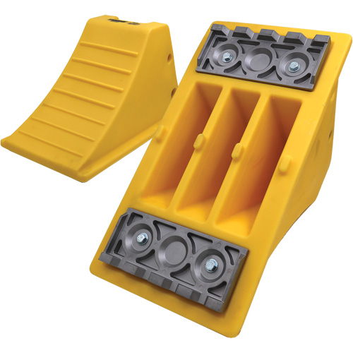 40 Ton Large Equipment Wheel Chock with Aluminum Cleats, Urethane, Yellow Air Extreme Inc.