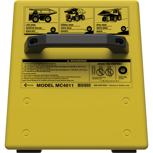 Checkers Safety Heavy-Duty Ultra Class Mining Wheel Chock without Bracket, HDPE, Yellow, 14-1/2" W x 17-1/2" D x 16" H Air Extreme Inc.