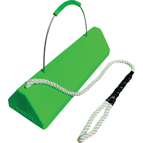 Checkers Safety SafeRay  Aircraft Wheel Chock with Loop Rope Cable Handle, Urethane, Fluorescent Green, 24" W x 8" D x 6" H Air Extreme Inc.