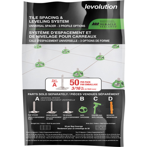 Cales d'espacement universelles Miracle Sealants Levolution Air Extreme Inc.