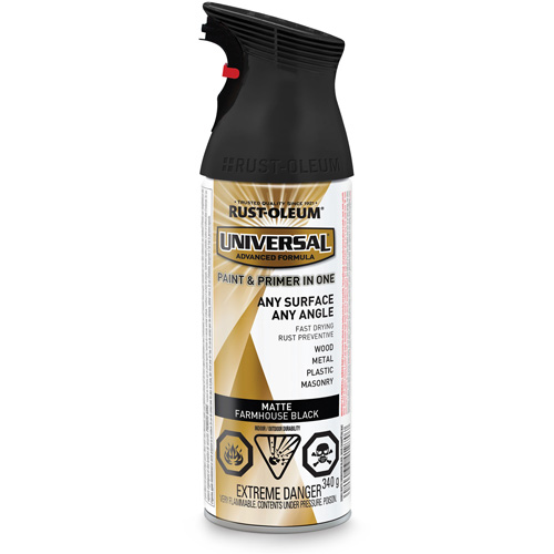 Universal&reg; Enamel Paint & Primer In One, Farmhouse Black, Matte, Aerosol Can Air Extreme Inc.