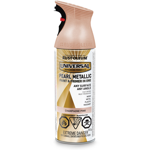 Universal&reg; Pearl Paint & Primer In One Spray Paint, Champagne Pink, Metallic, Aerosol Can Air Extreme Inc.