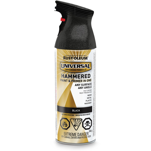 Universal&reg; Paint & Primer In One Spray Paint, Black, Hammered, Aerosol Can Air Extreme Inc.