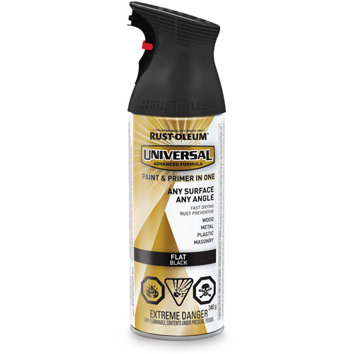 Universal&reg; Enamel Paint & Primer In One, Black, Very Flat, Aerosol Can Air Extreme Inc.