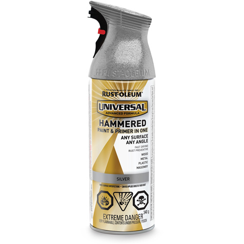Universal&reg; Paint & Primer In One, Silver Aluminum, Hammered, Aerosol Can Air Extreme Inc.