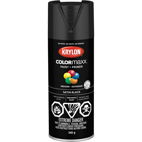 COLORmaxx Paint + Primer, Black, Semi-Flat, 12 oz., Aerosol Can Air Extreme Inc.