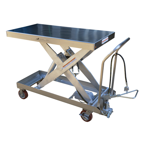 Pneumatic Hydraulic Scissor Lift Table, Stainless Steel, 47-1/2" L x 24" W, 2000 lbs. Cap. Air Extreme Inc.