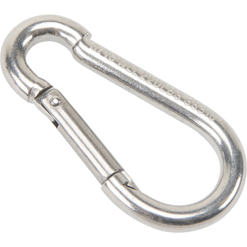 Mousqueton en acier inoxydable, 220 lb (0,11 tonne) Charge d'utilisation max., 3/16" Taille, 5/16" Oeil Air Extreme Inc.