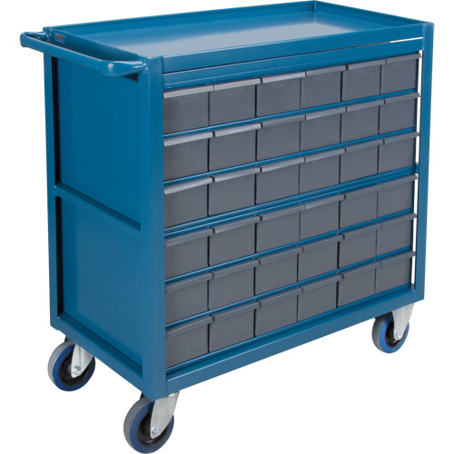 Drawer Shelf Cart, 1200 lbs. Capacity, Steel, 18" x W, 35" x H, 36" D, Rubber Wheels, All-Welded, 36 Drawers Air Extreme Inc.