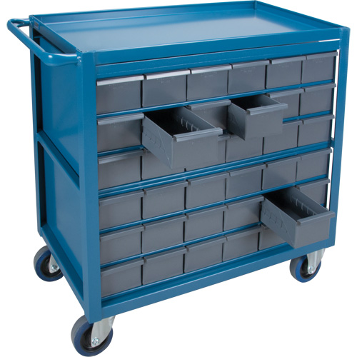 Drawer Shelf Cart, 1200 lbs. Capacity, Steel, 18" x W, 35" x H, 36" D, Rubber Wheels, All-Welded, 36 Drawers Air Extreme Inc.