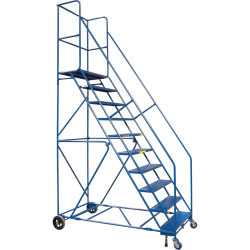 CSA-Certified Rolling Step Ladder with Locking Step, 10 Steps, 30" Step Width, 89" Platform Height, Steel Air Extreme Inc.