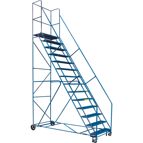 CSA-Certified Rolling Step Ladder with Locking Step, 14 Steps, 30" Step Width, 128" Platform Height, Steel Air Extreme Inc.
