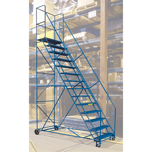 CSA-Certified Rolling Step Ladder with Locking Step, 14 Steps, 30" Step Width, 128" Platform Height, Steel Air Extreme Inc.