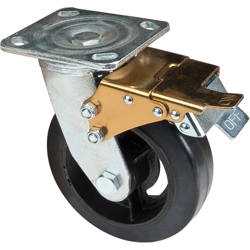 Mold-on Caster, Swivel with Brake, 6" (152.4 mm), Rubber, 550 lbs. (249 kg.) Air Extreme Inc.