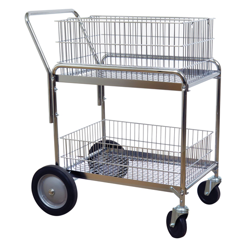 Wire Mesh Office Mail Cart, 200 lbs. Capacity, Chrome, 23-3/4" D x 33-1/2" L x 38-1/4" H, Chrome Plated Air Extreme Inc.
