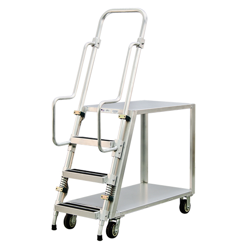 Aluminum Stock Picking Ladder Cart, Aluminum, 22" W x 51-1/2" D, 2 Shelves, 800 lbs. Capacity Air Extreme Inc.