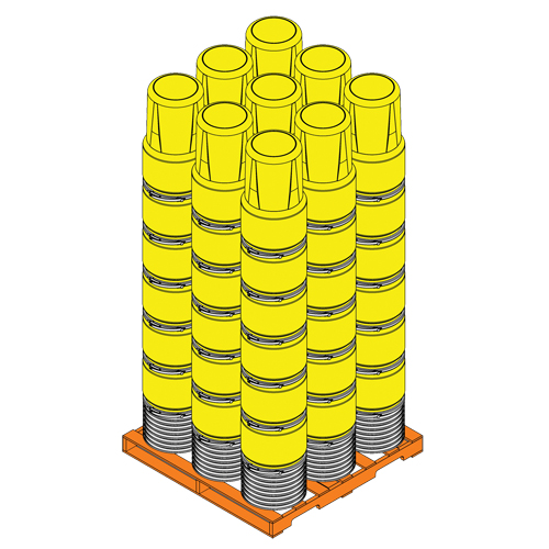Nestable Polyethylene Drum, 14 US gal (11.7 imp. gal.), Open Top, Yellow Air Extreme Inc.