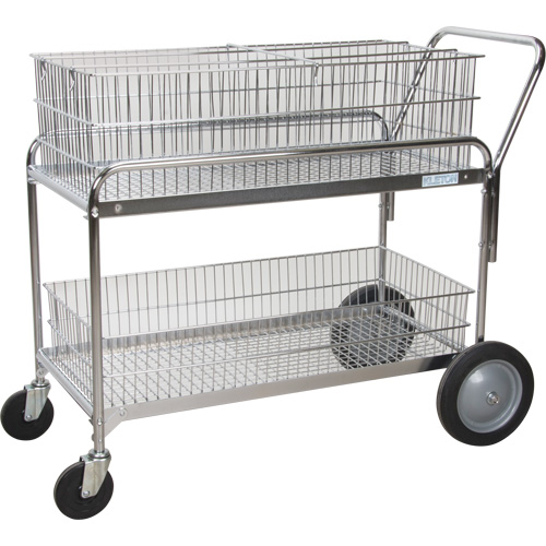 Wire Mesh Office Mail Cart, 250 lbs. Capacity, Chrome, 23" D x 42" L x 38" H, Chrome Plated Air Extreme Inc.