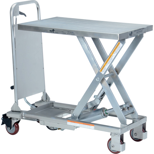 Table &eacute;l&eacute;vatrice hydraulique manuelle &agrave; ciseaux, 27-1/2" lo x 17-5/8" la, Partiellement en acier inoxydable, Capacit&eacute; 400 lb Air Extreme Inc.