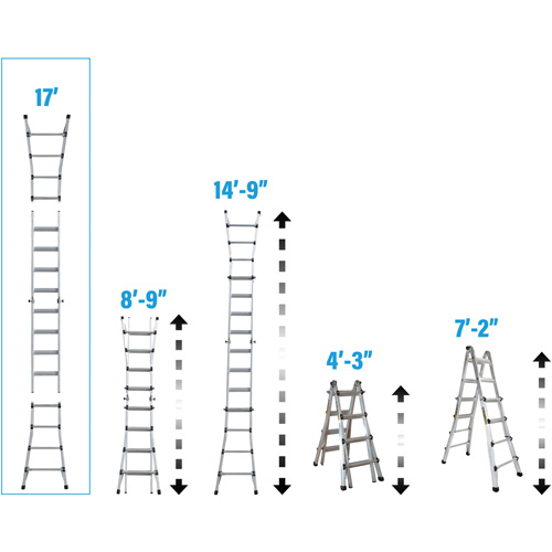 Telescoping Multi-Position Ladder, Aluminum, 300 lbs., CSA Grade 1A Air Extreme Inc.