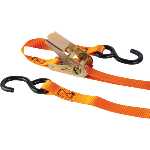 Ratchet Strap, S-Hook, 1" W x 12' L, 2200 lbs. (998 kg) Working Load Limit Air Extreme Inc.