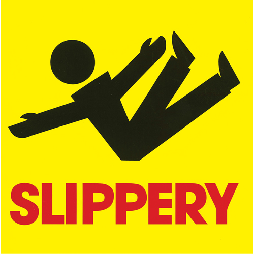 "Slippery" Traffic Cone Message Label, Adhesive, English with Pictogram Air Extreme Inc.