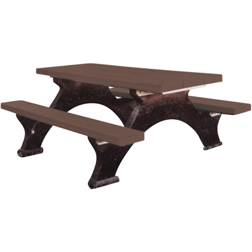 Recycled Plastic Picnic Tables, 6' L x 62-1/4" W, Brown Air Extreme Inc.