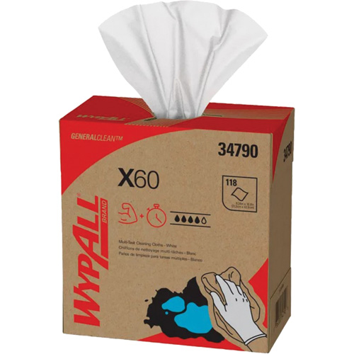 Chiffons X60 WypAll, Tout usage, 16-3/4" lo x 8-3/8" la Air Extreme Inc.