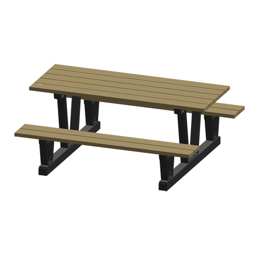 Recycled Plastic Outdoor Picnic Tables, 72" L x 60-5/16" W, Sand Air Extreme Inc.
