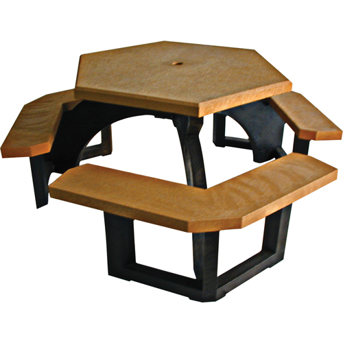 Tables de pique-nique hexagonales en plastique recycl&eacute;, 78" lo x 78" la, C&egrave;dre Air Extreme Inc.
