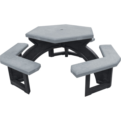 Tables de pique-nique hexagonales en plastique recycl&eacute;, 78" lo x 78" la, Gris Air Extreme Inc.