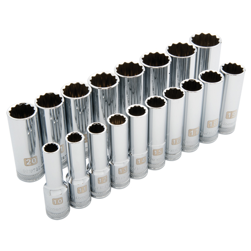 Jeu de douilles m&eacute;triques, 18 Mcx, Prise de 1/2", Profond Air Extreme Inc.