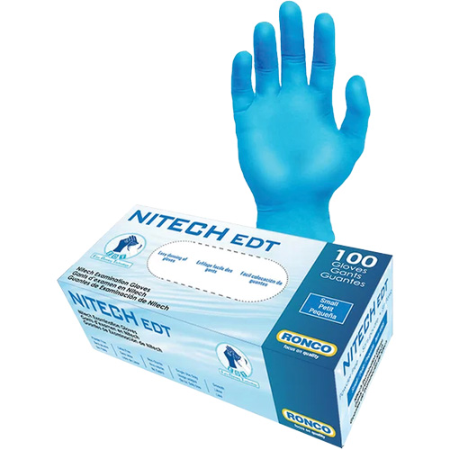 Gants d'examen EDT, Petit, Nitech, 5 mils, Sans poudre, Bleu, Classe 2 Air Extreme Inc.