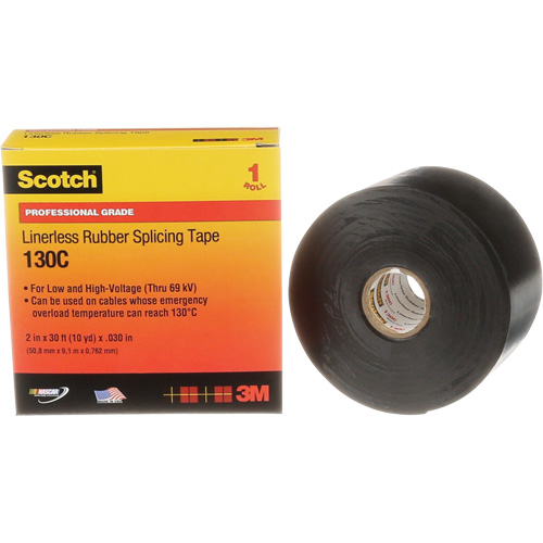 Scotch&reg; Professional Grade Linerless Rubber Splicing Tape, 50.8 mm (2") W x 9 m (30') L, 30 mils, Black Air Extreme Inc.