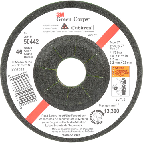 Green Corps Flexible Grinding Wheel, 4-1/2" x 1/8", 7/8" Arbor, Ceramic, Type 27 Air Extreme Inc.