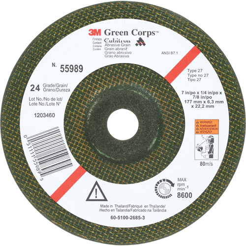 Green Corps Flexible Grinding Wheel, 7" x 1/4", 7/8" Arbor, Ceramic, Type 1 Air Extreme Inc.