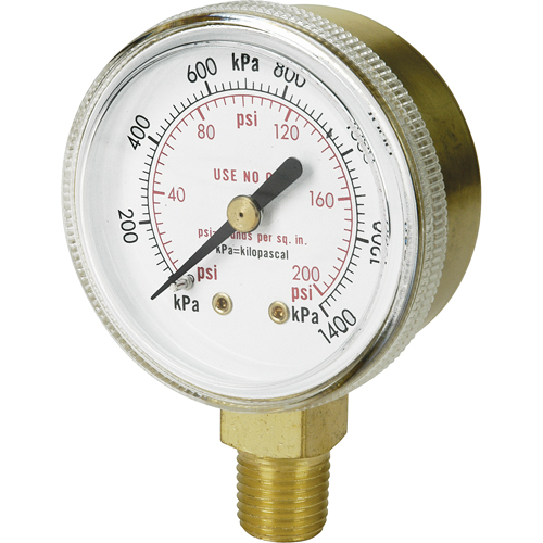 Brass Gauge, 2-1/2" , 200 psi, Bottom Mount, Analogue Air Extreme Inc.