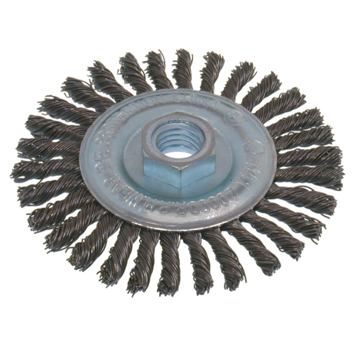 Economy High Speed Stringer Bead Knot Wire Wheel Brush, 6" Dia., 0.02" Fill, 5/8"-11 Arbor, Steel Air Extreme Inc.