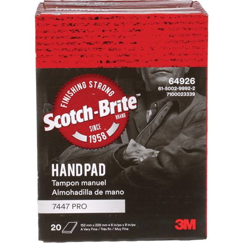 Tampons manuels Scotch-Brite 7447, Oxyde d'aluminium, 9" x 6", Grain Tr&egrave;s fin Air Extreme Inc.